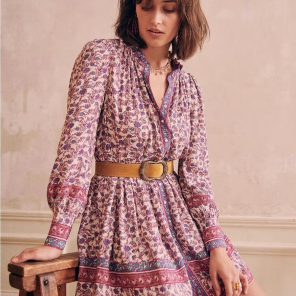 Sezane Dresses & Skirts - Sèzane Courte Lio Dress Mini Flowers Violet